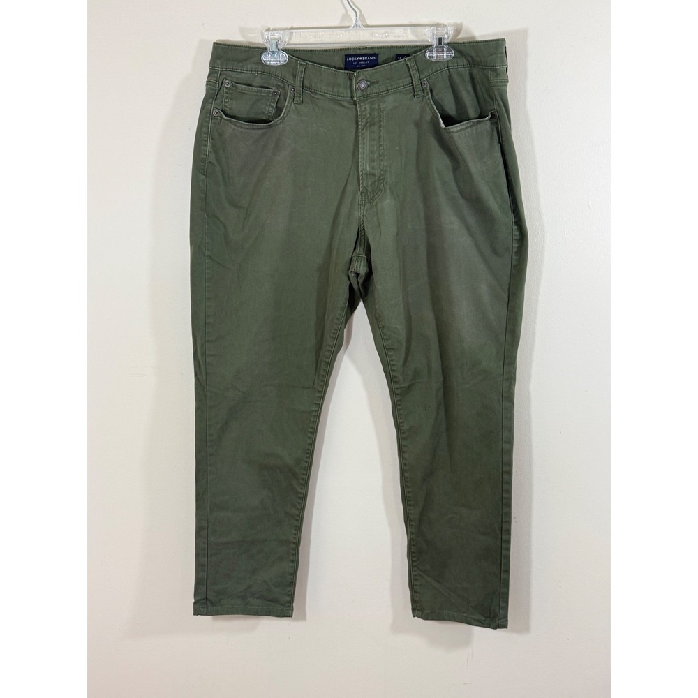 Lucky Brand 410 Athletic Slim Olive Green Jeans Men's 38x30 Stretch Casual Denim